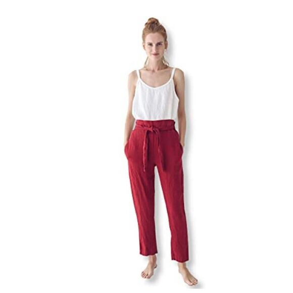 NWT Womens Agaci Spacegirlz Merlot Runway Tie Front Moto Pants - Sz XL - Picture 1 of 3